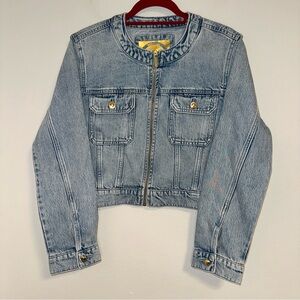 Michael Kors Light Blue Denim Jacket with Gold Buttons